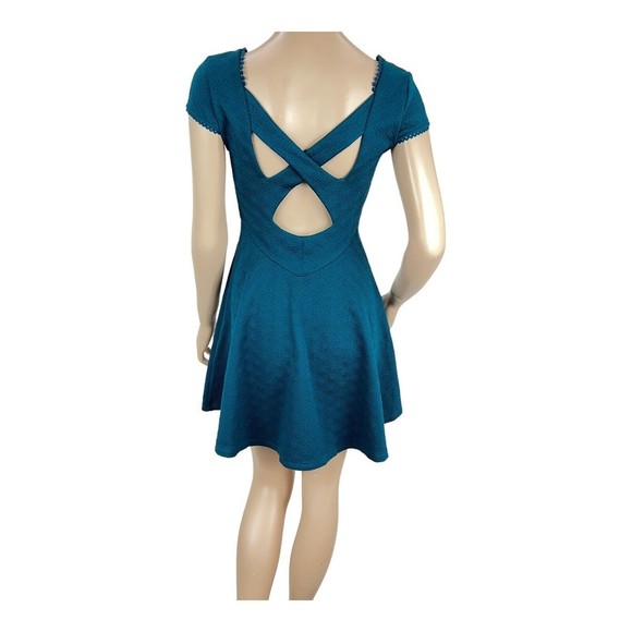 Free People Teal Fit n Flare Show Me Your Back Dress XS Above Knee - Picture 7 of 14